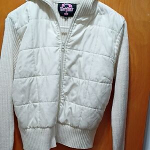 Say What? Cream Quilted Zip-Up Jacket